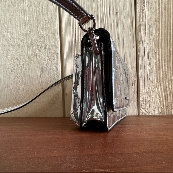 Michael Kors Jet Set Small Phone Crossbody Silver Metallic Monogram - Picture 5 of 13